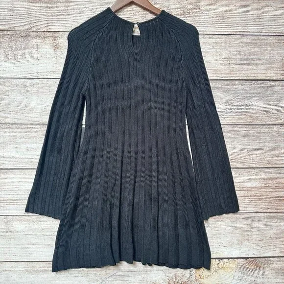 Pomander Place Womens Size S Black Ribbed Knit Sweater Adi Dress Long Sleeve - Picture 3 of 12